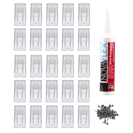 JSP Manufacturing Clear Plastic 25 Piece Mini Snow Guards with Mounting Hardware for Adhesive or Mechanically Fasten on Metal Roofs (Snow Guards with Wood Screws & Sealant)