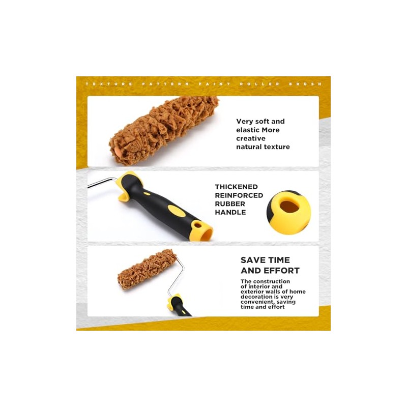 Threlaco Paint Roller Kit 3 Pcs Texture Sponge Paint Rollers