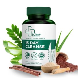 15 Day Colon Cleanse & Detox for Women and Men, Gut Cleanse with Senna, Aloe Vera, Psyllium Husk & Probiotics, Bloating, Constipation Relief, Gentle, Vegan, Non-GMO, 15 Capsules - Dr Vitamin Solutions