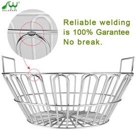SELEWARE Innovative Stainless Steel Lump Charcoal Fire Basket, Grill Baskets for The Large Big Green Egg, Primo Kamado and Large Grill Dome, 14 Inch Diameter