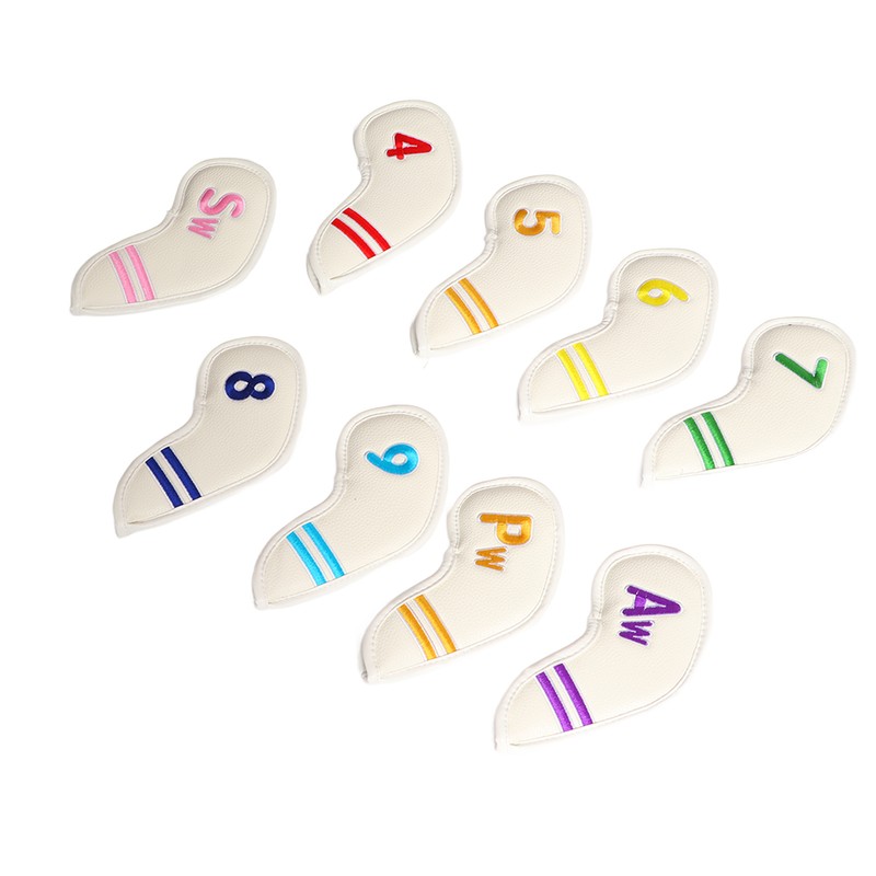 9pcs/set PU Waterproof Golf Club Iron Cover with Numbers Thickening