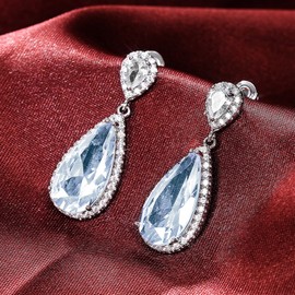 Aheli American Diamond Studded Silver Plated Drop & Dangle Earrings Fashion Jewellery Gift Women