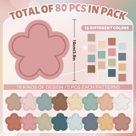 AnyDesign Boho Flower Cutouts with Glue Points 16 Colors Flower Shape Paper Cut-Outs Colorful Floral Cutting Bulletin Board Decor for Valentine's Day DIY Craft Art School Home Party Favor, 80Pcs