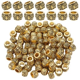 SOFPLATE 1 Box 100pcs Tibetan Spacer Beads Large Hole Alloy Beads Antique Golden European Rondelle Loose Spacers Bead Barrel Tube Spacers Bead for jewellery Making Necklace Bracelet Accessories Craft