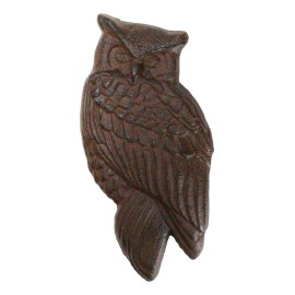 Cast Iron Metal Rustic Country Forest Nocturnal Owl Bird Door Knocker Sculpture