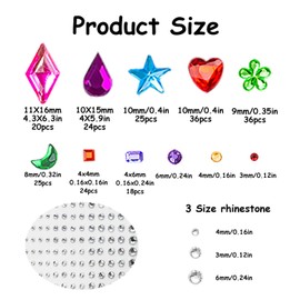 10 Sheets Gems Stickers, Eye Body Face Gems Jewels for Makeup Self Adhesive Crystal Rainbow Rhinestones for DIY Craft Nail Body Makeup Festival
