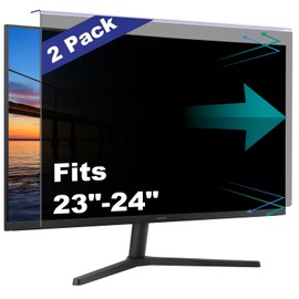 2 Pack Computer Privacy Screen Shield Compatible for 23.6/23.8/24 Inch 16:9 Widescreen Desktop Monitor - Anti Glare & Blue Light Filter - Hanging Design for Easy On/Off