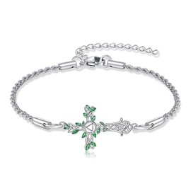 ONEFINITY AA Sobriety Bracelet Sterling Silver Cross Anonymous Alcoholics Recovery Symbol Bracelet Cross Anonymous Alcoholics Jewellery Gifts for Women, Sterling Silver, No gemstone
