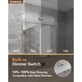 Ensenior Modern Bathroom Vanity Light 32 inch, Built-in Dimmer, 20W Dimmable 5CCT Led Bathroom Light Fixture Over Mirror, Silver Bar Vanity Light for Bathroom Mirror Cabinets Bedroom-FCC Certificated