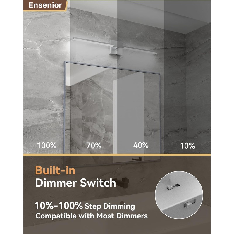 Ensenior Modern Bathroom Vanity Light 32 inch, Built-in Dimmer, 20W