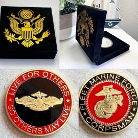 U.S. United States Marine Corps Fleet Marine Force FMF Corpsman w/ velvet case