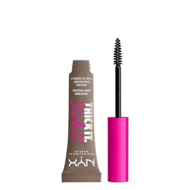 NYX Professional Makeup, Thick It Stick It! Gel de cejas con color, 7ml. Tono: Taupe. Mascara de cejas con microfibras que rellena, da volumen y fija las cejas hasta por 16 horas. Fórmula vegana.