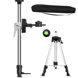 FENORGAN 13.8 Ft./4.2 m Laser Level Pole ，With1.2-meter tripod (47.24 in) tall tripod for laser level Interface 0.23and 0.59in，Adjustable Telescoping Laser Pole(13.7 foot support rod+3.9 foot tripod)