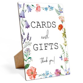 Boho Bridal Shower Sign, Wildflower Bar Signage Party, 8×11 Wooden Play Sign with Stand, Wildflower Party Decorations,Cards and Gifts, Bridal Shower Sign, Bridal Shower Decorations - LP031