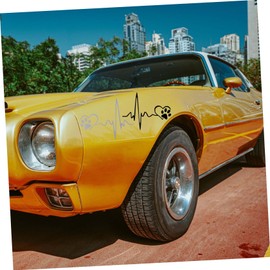 Parliky 4Pcs Heartbeat Dog Paw Print Stickers for Car Stylish Decals Easy to Apply Decorative Stickers for Automobile Durable Residue Cute Car Accessories