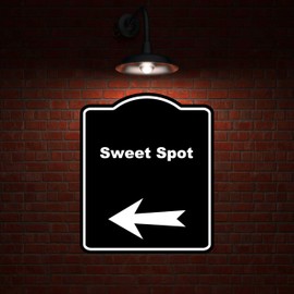 Sweet Spot Black Sign Arrow Left Aluminum Composite Sign 8.5 x 10 inches