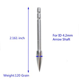 ZSHJG 12 x Arrowheads Hunting Tips Archery Arrow Tips Insert Arrowhead for 4.2 mm Carbon Arrow Shaft Arrowhead Tips (120 Grain)