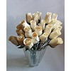 Seddex 24 Beautiful Realistic Ivory White Wooden Roses (Standard Version)
