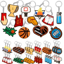 Batiyeer 36 Pack Basketball Keychains Bulk Sports Ball Key Chains Funny Gifts for Birthday Party Favors
