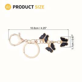 SUIKIHUM Butterfly Acrylic Keychains, (10.8cm/4.25" Mini KeyChain) Butterfly Shape Pendant Car Key Ring for Women Girls Wallet Handbags Backpack, Black