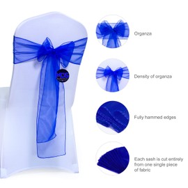 MDS - Juego de 25 cintas de organza para sillas de comedor, lazos de lazo para bodas, fiestas, cumpleaños, despedidas de soltera, recepción, eventos, banquetes, decoración de la silla del hogar, color