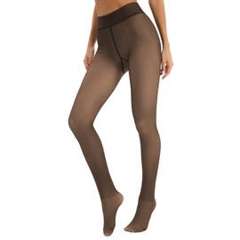 Famulily Womens Winter Warm Fleece Lined Tights Plus Size Thick Comfy Velvet Leggings Thermal Pantyhose Pants Coffee 300g