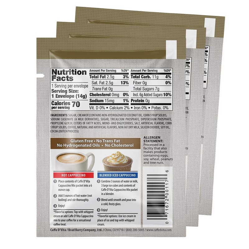 Caffe D'Vita Hazelnut Cappuccino Mix - Instant Coffee Mix, No