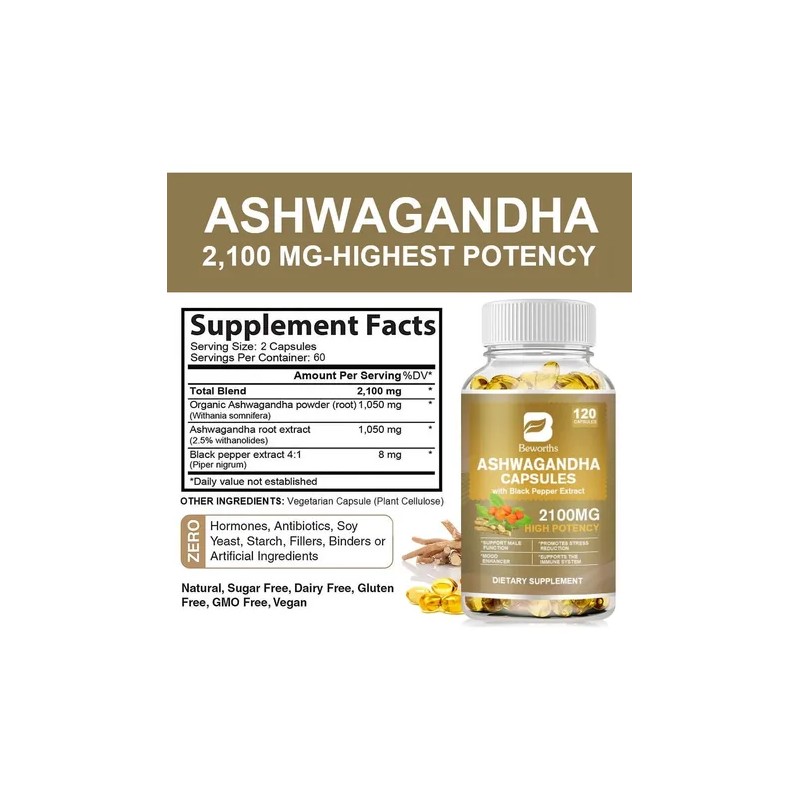 Ashwagandha 2100mg Beworths 120 Caps