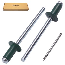 SKIR'CO Pack of 400 blind rivets painted 4.0 x 8 mm, aluminium pop rivets, drill included (moss green RAL 6005)