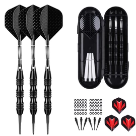 Sanfeng Darts with Plastic Tips for Electronic Dartboards - 20 Grams - Professional Soft Dart E-Darts with Aluminium Shafts - 50 Anti-Loose Rubber Rings, 30 Tips & 6 Flights