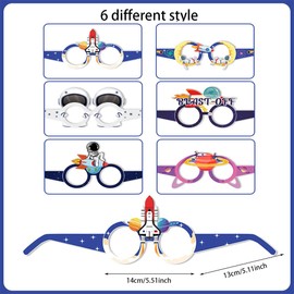 Pack of 12 Outer Space Glasses Outdoor Theme Birthday Party Decorations Rocket Ship Planet Glasses Photo Stand Props for Children Boys Girls Outdoor Room Birthday Party Supplies