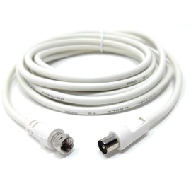 DRUT 4m RF TV Aerial Male to F Type Connector Male Plug Coaxial Coax Cable Lead 75 Ohm 3C 2V 13ft White Nickel Connectors