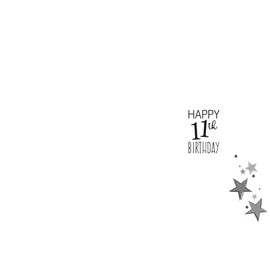 Noel Tatt Girls 11th Birthday Card - Age 11 - Stripey Hearts and Stars - Eco-Friendly and Recyclable - Made in England