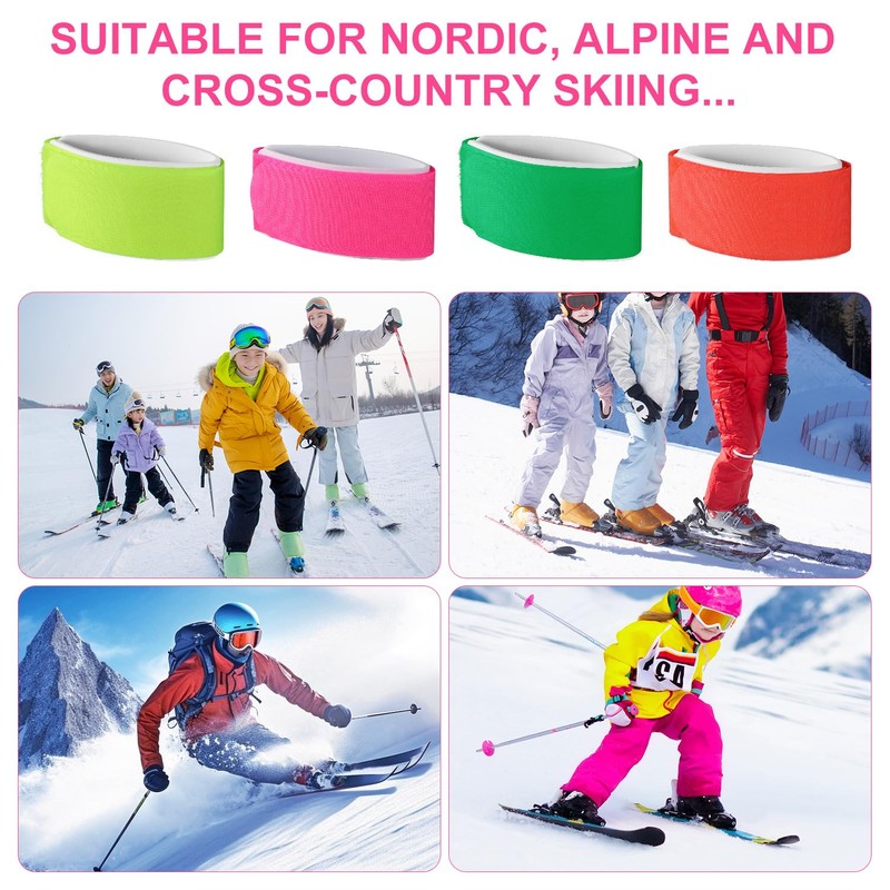 8pcs Ski Straps Fasteners, Adjustable Ski Wrap Straps Ski Bands