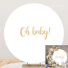 SDOTPMT Diameter 2 m oh Baby White Round Background Cover Pure Colour Cloth Screen, Baby Birthday Photography Background for Party Backdrop Decor, Newborn Baby Shower