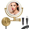 RECKODOR 8" Brass Wall Mount Makeup Mirror with Lights, 1X/5X