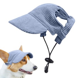 Tai Dog Sun Cap, Summer Dog Hat for Sun Protection Adjustable Baseball Hat Visor Cap with Ear Holes for Pets (Blue, M)