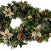 Artificial Christmas Wreath for indoors and outdoors (Gold Poinsettia, 10"
