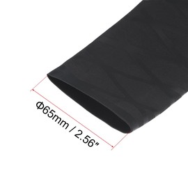 sourcing map Heat Shrink Wrap Tubing for Fishing Rod Grips Handle, 40mm Dia 65mm Flat 1.6ft 2:1 rate, Black