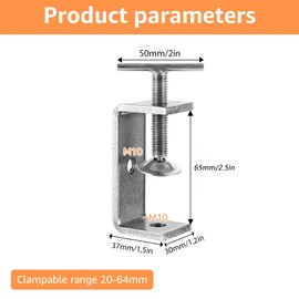 FWEEK Pack of 4 C Clamps 65 mm, 304 Stainless Steel Heavy Duty Clamps, High Performance C Clamp, M10 C Clamps for Woodworking Welding Building Clamps