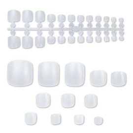 NTIP-006 Nail Tips [For Foot] 240 Pieces 12 Sizes Flesh Foot Length Clear Transparent Self Nail Gel Nail Sanded Glitter Puffy Round