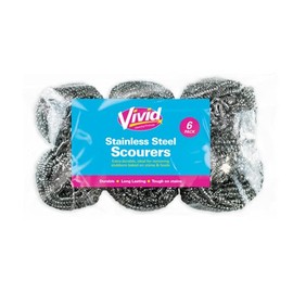 Vivid 6 Pack Stainless Steel Scourers