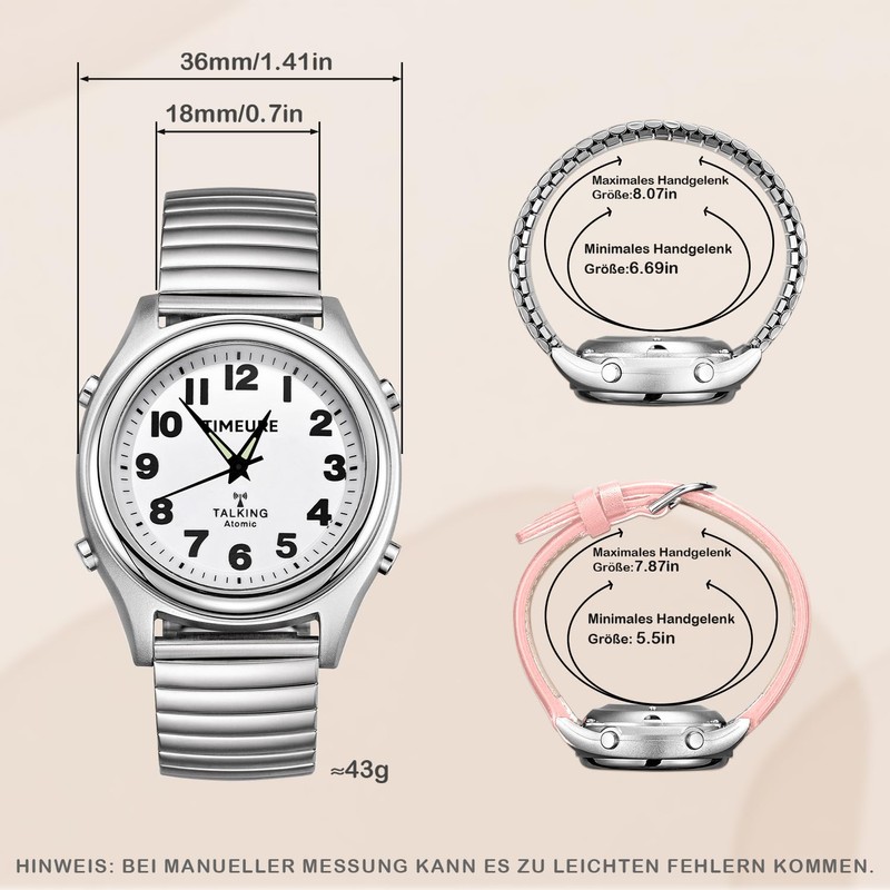 TIMEURE TU-0901 Talking Clock, Atomic Clocks, Voice Prompt Time/Date/Alarm, Hourly