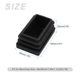 METALLIXITY Rectangle End Caps (50 x 30mm) 24Pcs, Plastic Rectangle Tube Inserts Threaded End Blanking Caps Protector - for Furniture Table Chair Legs, Black