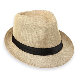 Schramm® Fedora Hat for Men and Women Panama Hat with Fabric Band Sun Hat in 5 Circumference 56-58 cm 100% Polyester Gangster Hat Trilby Look, beige
