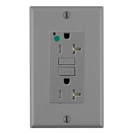 Leviton 20A-125V Extra-Heavy Duty Hospital Grade Tamper-Resistant Duplex Self-Test GFCI Receptacle, 20-Amp, GFTR2-HGG, Gray