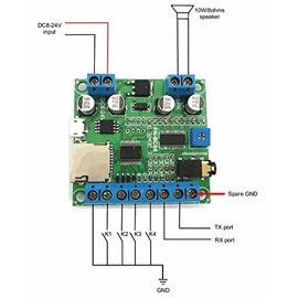 Electronics123.com, Inc. 4 Buttons Triggered MP3 Player Board with 10W Amplifier and Terminal Blocks
