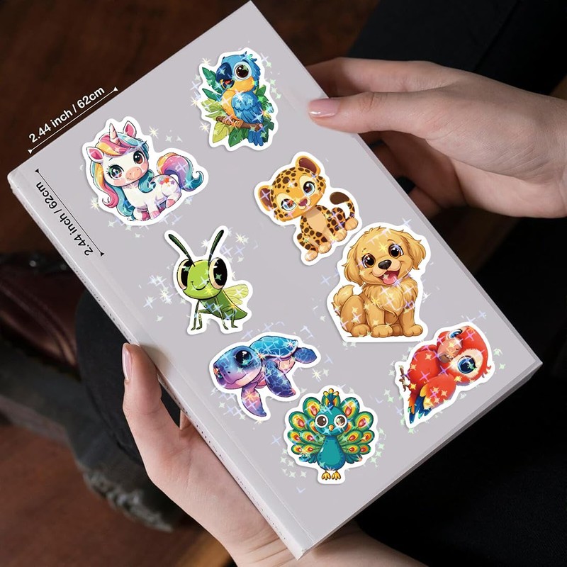 210PCS Holographic Animal Stickers for Adults - Cute Big-Eye Animal