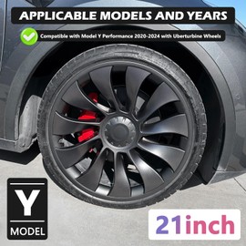 Klutchtech Model Y Wheel Rim Protector, 4 PCS 21 Inches for Model Y Performance Accessories 2020-2024, ABS Rim Hubcaps Cover Uberturbine Wheels Rim Protector (Gray, 21")