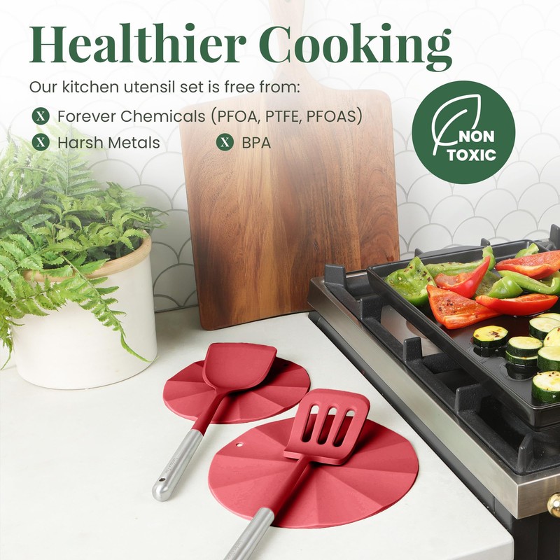Larder & Vine 12-Piece Silicone Kitchen Cooking Utensils Set with